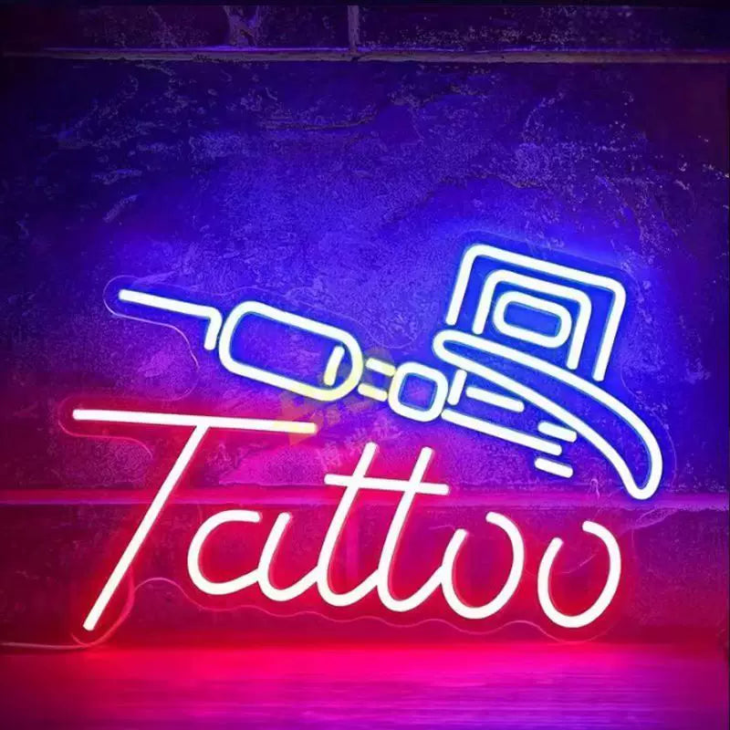 Tattoo Machine Neon Sign LED Light for Tattoo Studio Wall Decor
