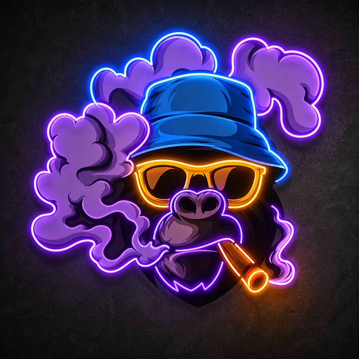 Cool Gorilla LED Neon Sign with Sunglasses and Cigar Funky Animal Neon Light Wall Decor