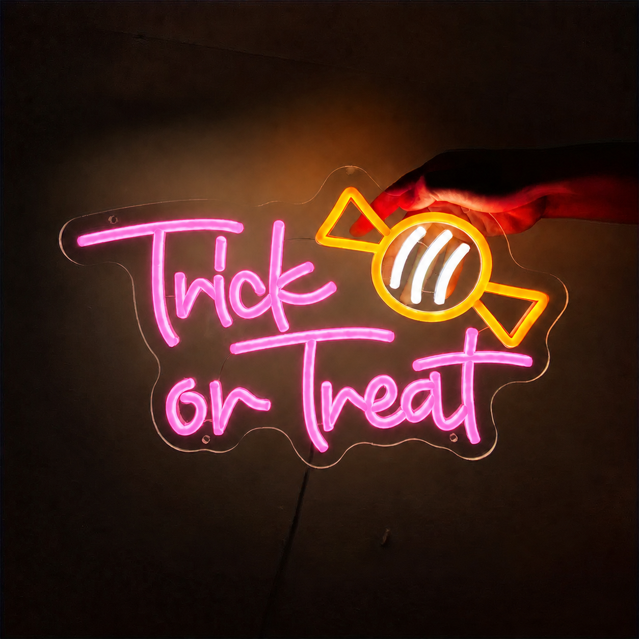 Trick or Treat LED Neon Sign Candy Neon Light Wall Decor for Halloween Party Room Bar Decor