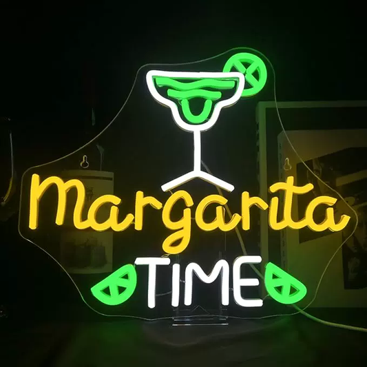 Margarita Time LED Neon Sign Cocktail Bar Neon Light with Lime Design for Wall Decor