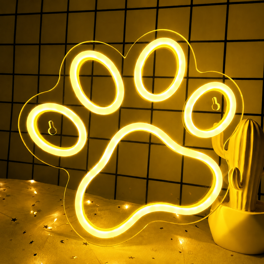 Blue Paw Print LED Neon Sign Pet Neon Light Wall Decor for Bedroom Pet Room