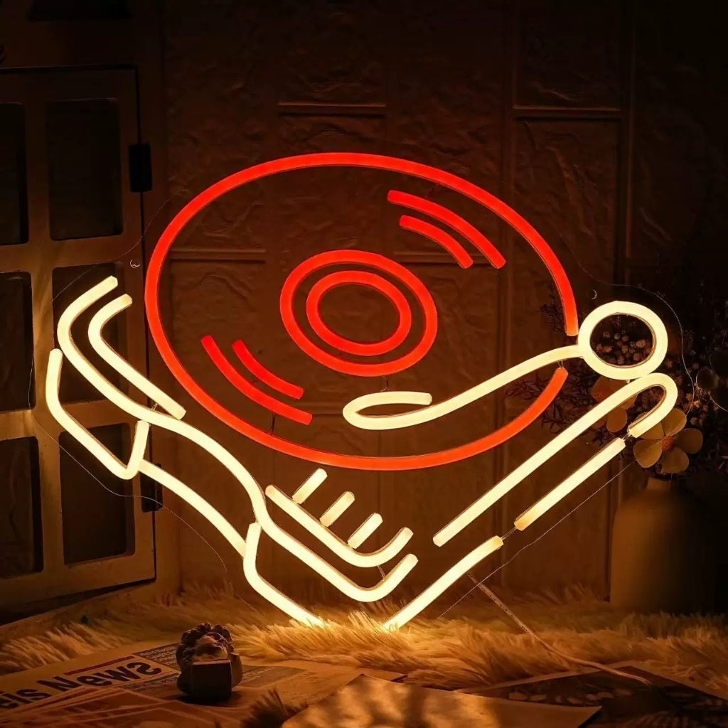 Vinyl Record LED Neon Sign Turntable Neon Light for Music Room Bar Wall Decor