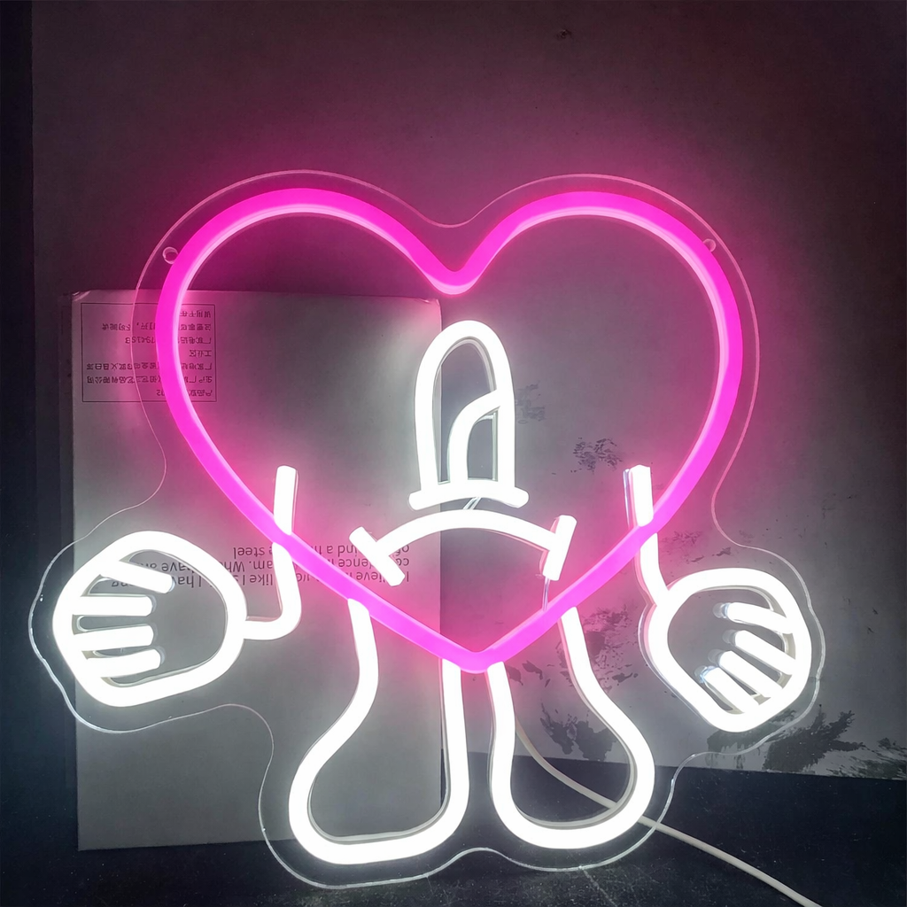 Funny Heart Character LED Neon Sign for Bedroom Cute Love Wall Decor Light