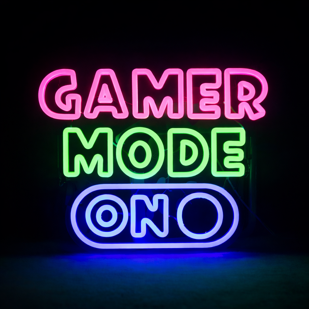 Gamer Mode On LED Neon Sign for Gaming Room, Stream Setup & Gamer Wall Decor