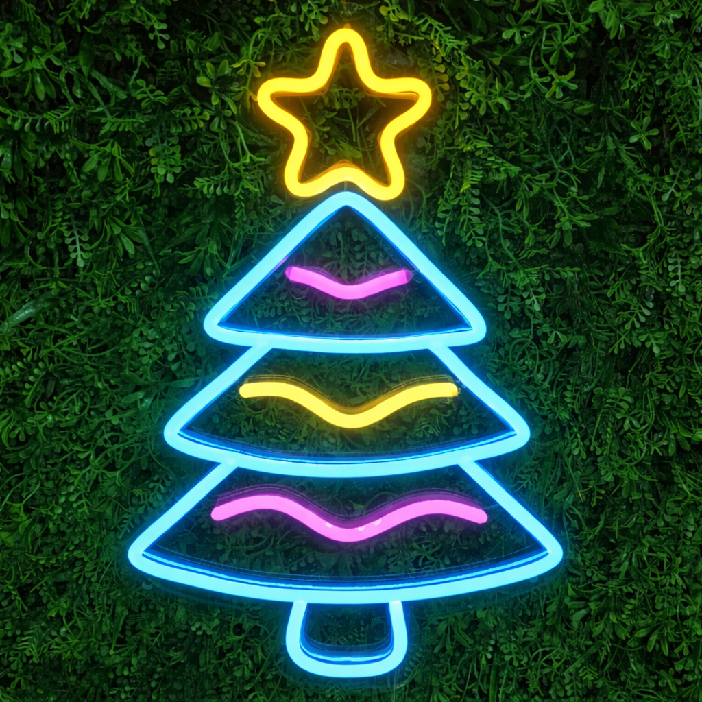 LED Christmas Tree Neon Sign Multi-Color Wall Light Décor