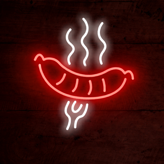 Grilled Sausage LED Neon Sign for Barbecue Kitchen and Food Stall Decor