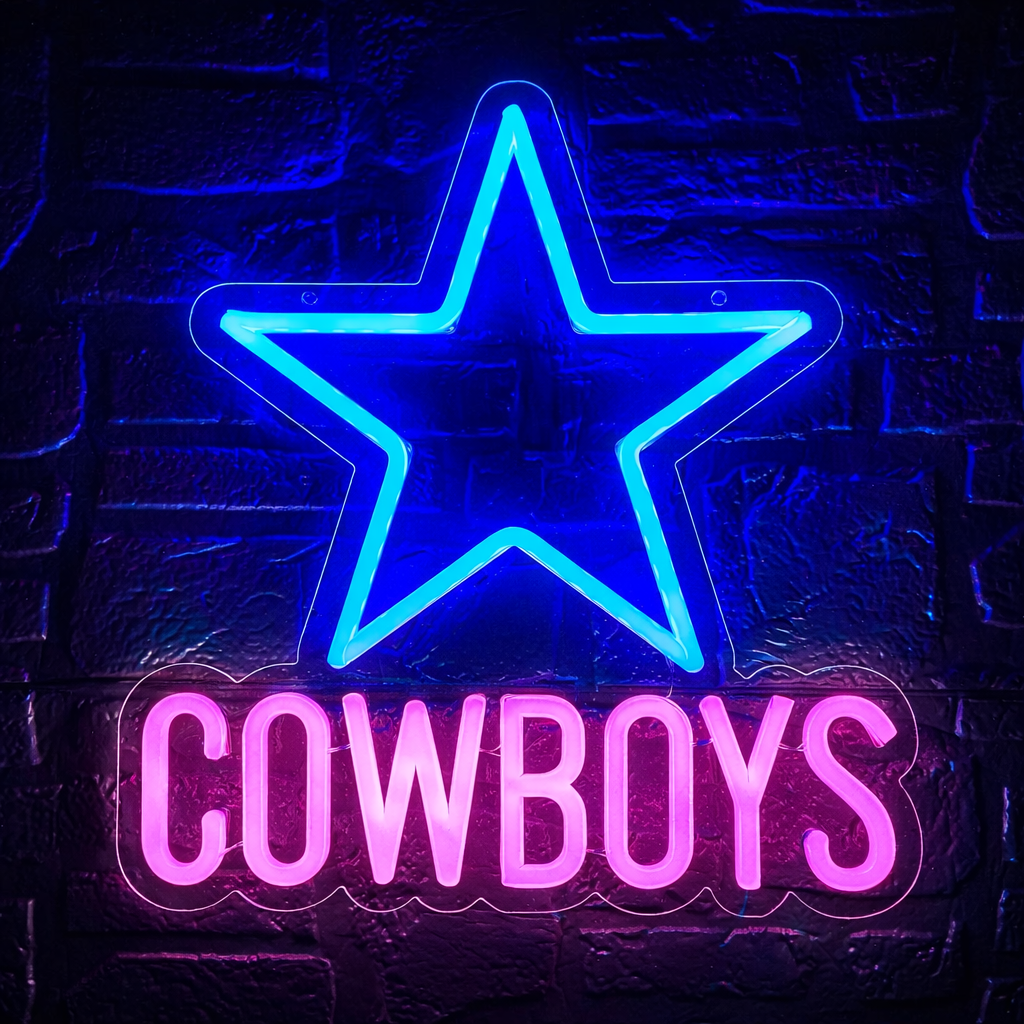 Cowboys Star LED Neon Sign for Sports Bar and Fan Room Decor