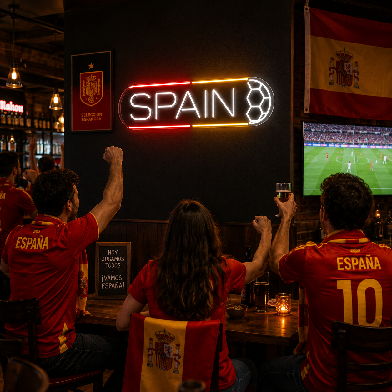Spain Soccer LED Neon Sign Spanish Football Neon Light Wall Decor for Sports Bar Game Room