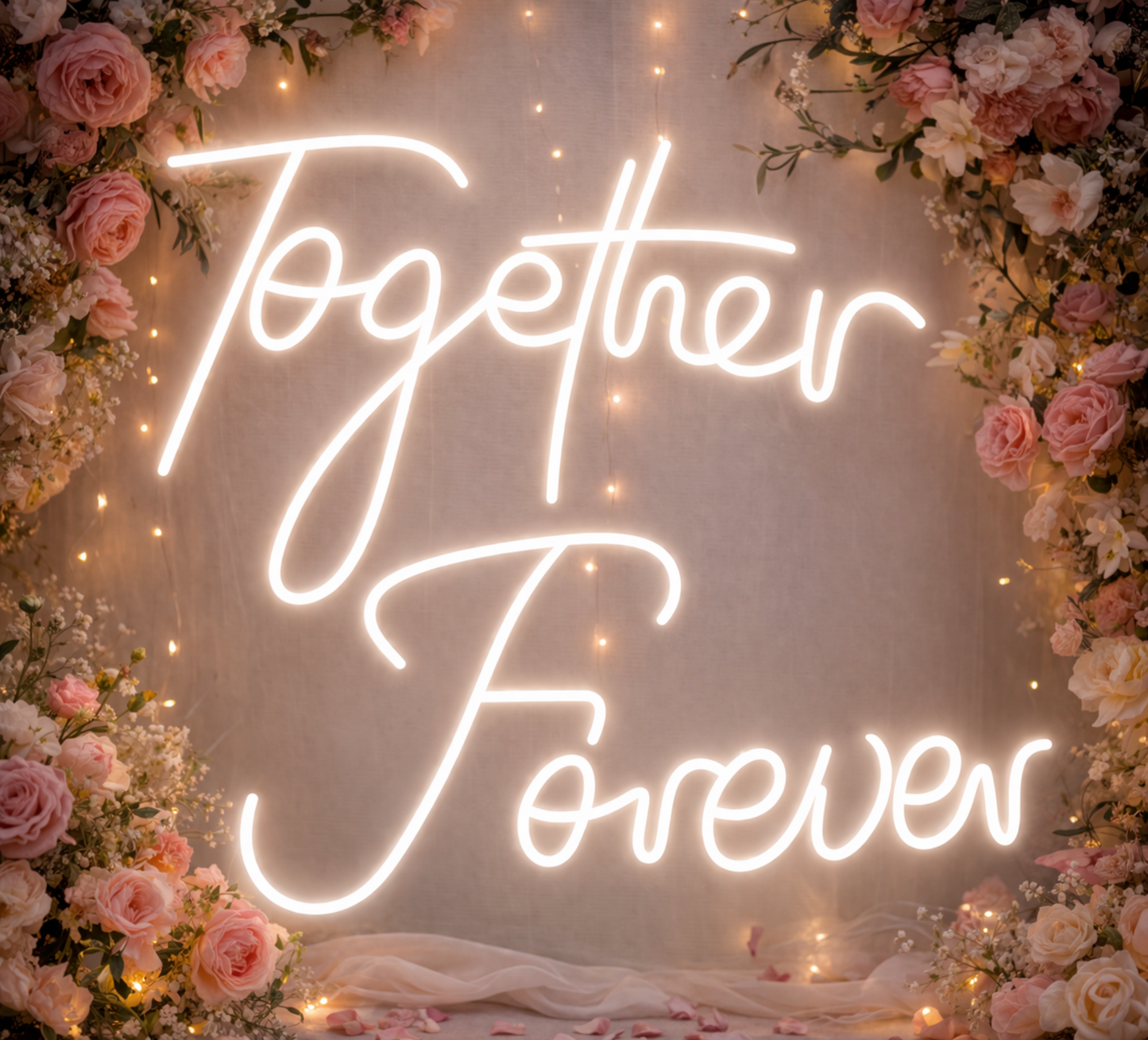 Together Forever Warm White LED Neon Sign Romantic Wedding Hanging Neon Light for Backdrop Decor