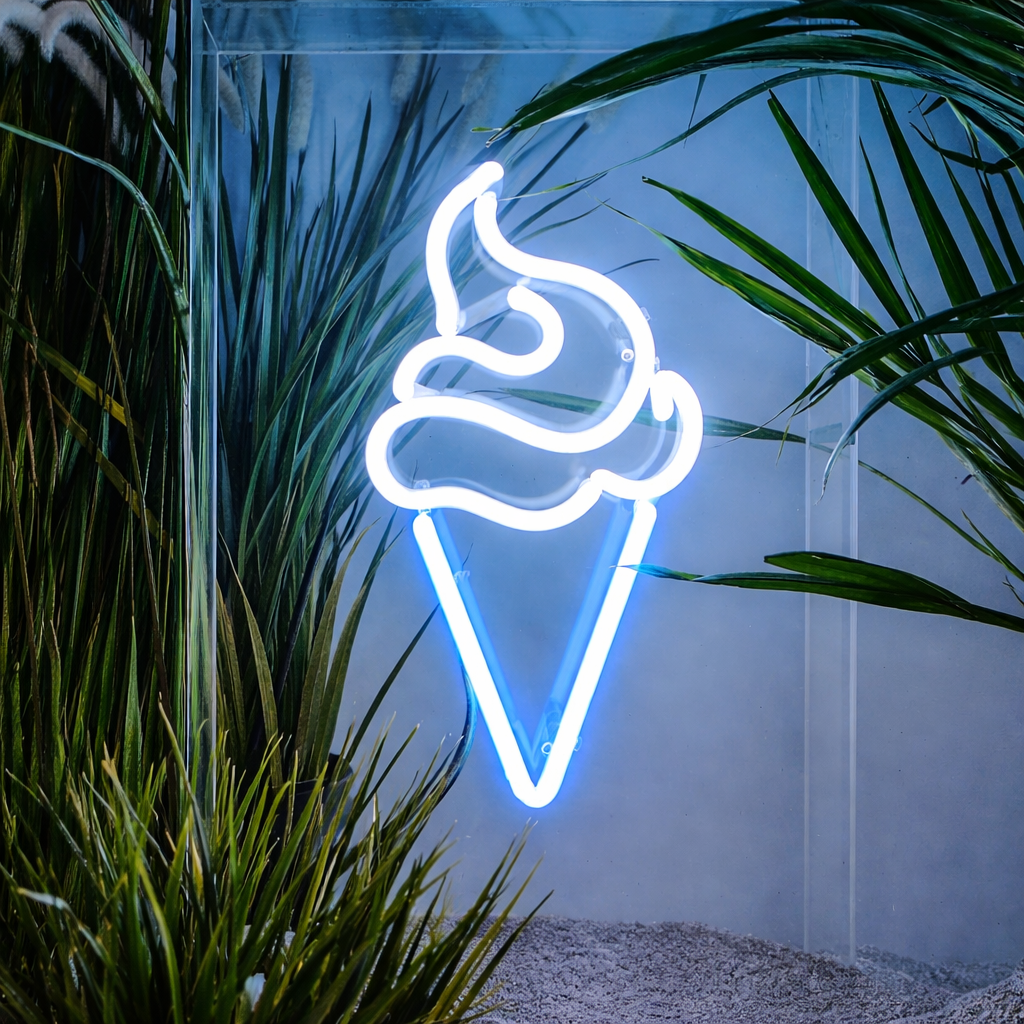 Soft Serve Ice Cream LED Neon Sign White Cone Neon Light for Cafe Dessert Shop Wall Decor