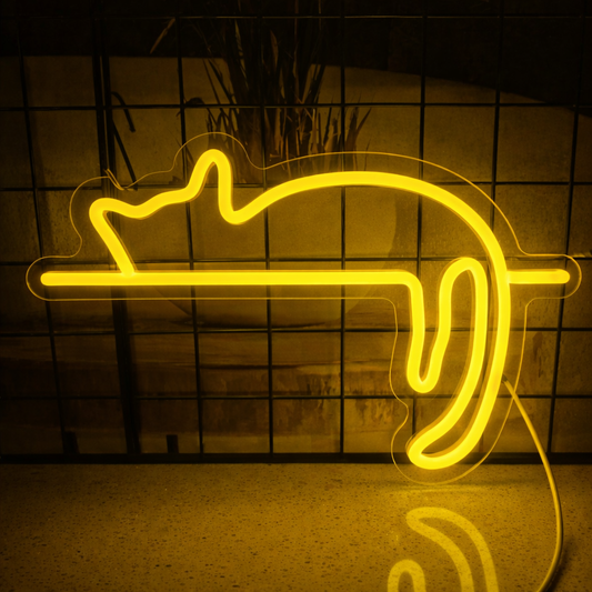 Minimalist Cat LED Neon Sign for Bedroom, Desk & Cozy Room Decor