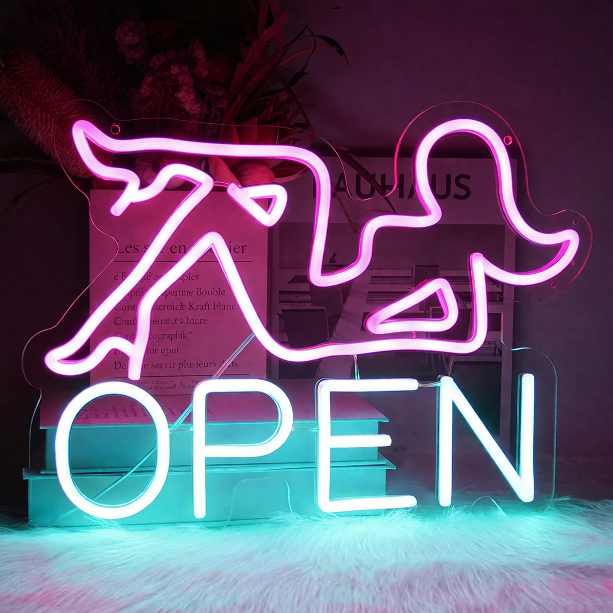 Sexy Lady LED Neon Sign “Open” Wall Light for Bar Bedroom Decor
