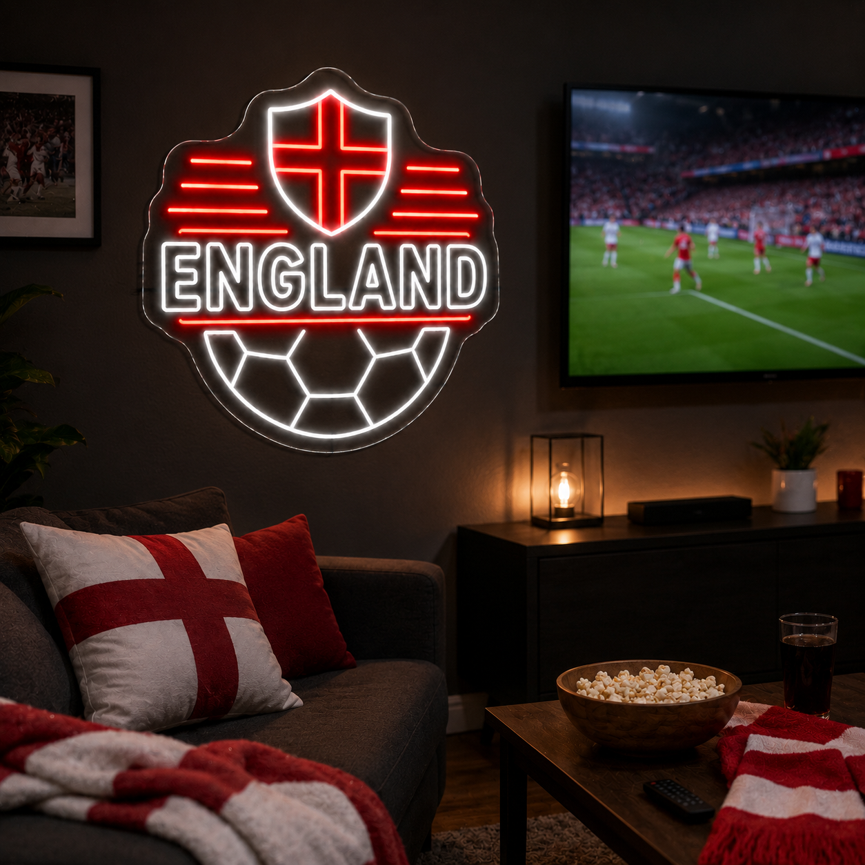 England Soccer LED Neon Sign Football Neon Light Wall Decor for Sports Bar Game Room