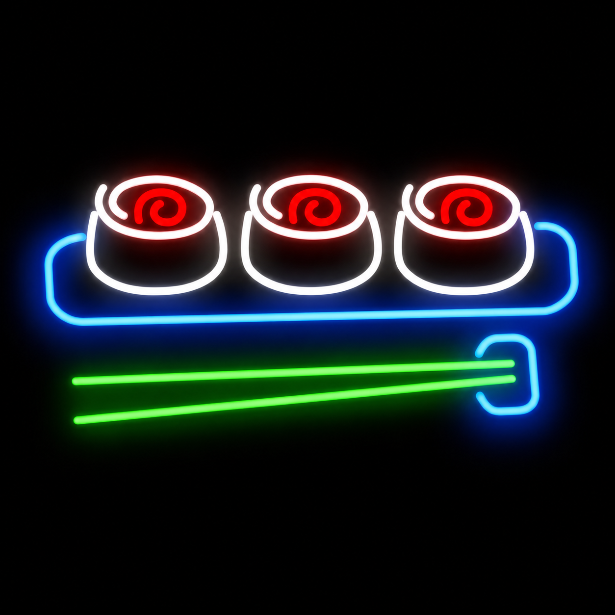 Sushi Roll LED Neon Sign with Chopsticks Japanese Food Neon Light Wall Decor for Restaurant Bar Kitchen