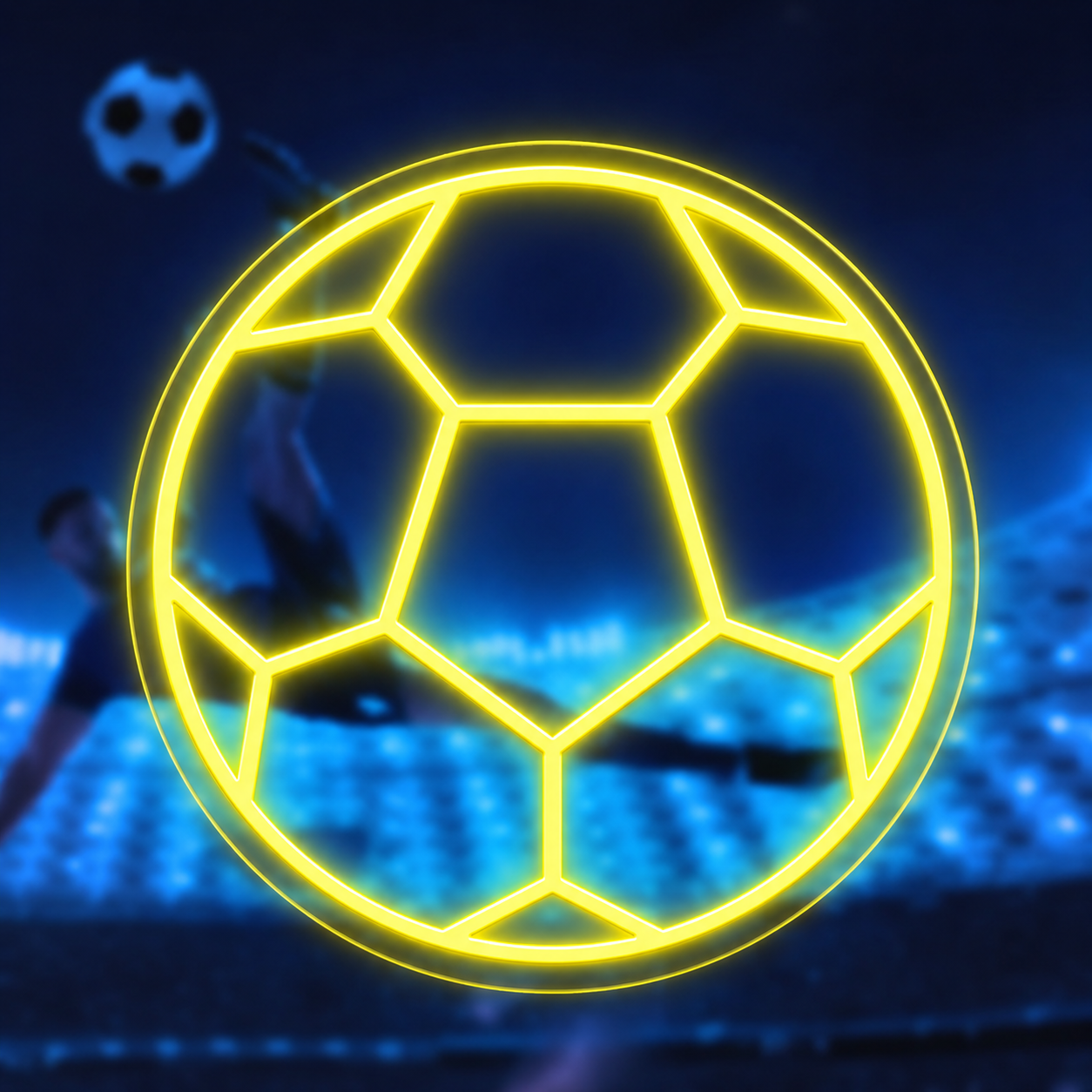 Soccer Ball LED Neon Sign Blue Football Neon Light Wall Decor for Sports Bar Game Room