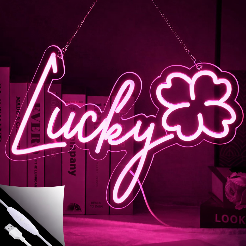 Lucky Clover LED Neon Sign for Home Decor Green Wall Light St. Patrick’s Day Bar Decoration