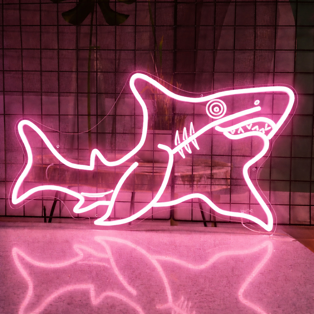 Modern Shark LED Neon Sign for Bar Ocean Theme Wall Decor