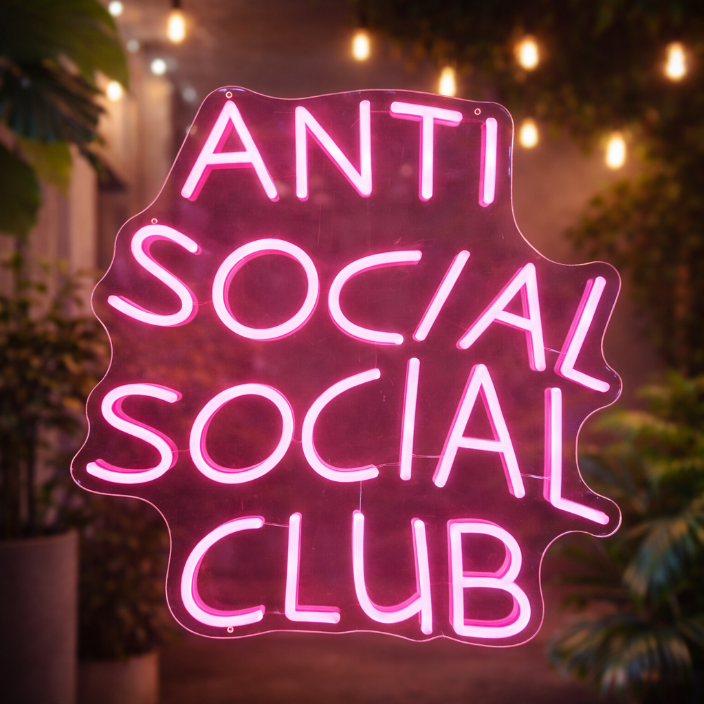 Anti Social Neon Sign LED Blue Neon Light Street Style Room Wall Decor