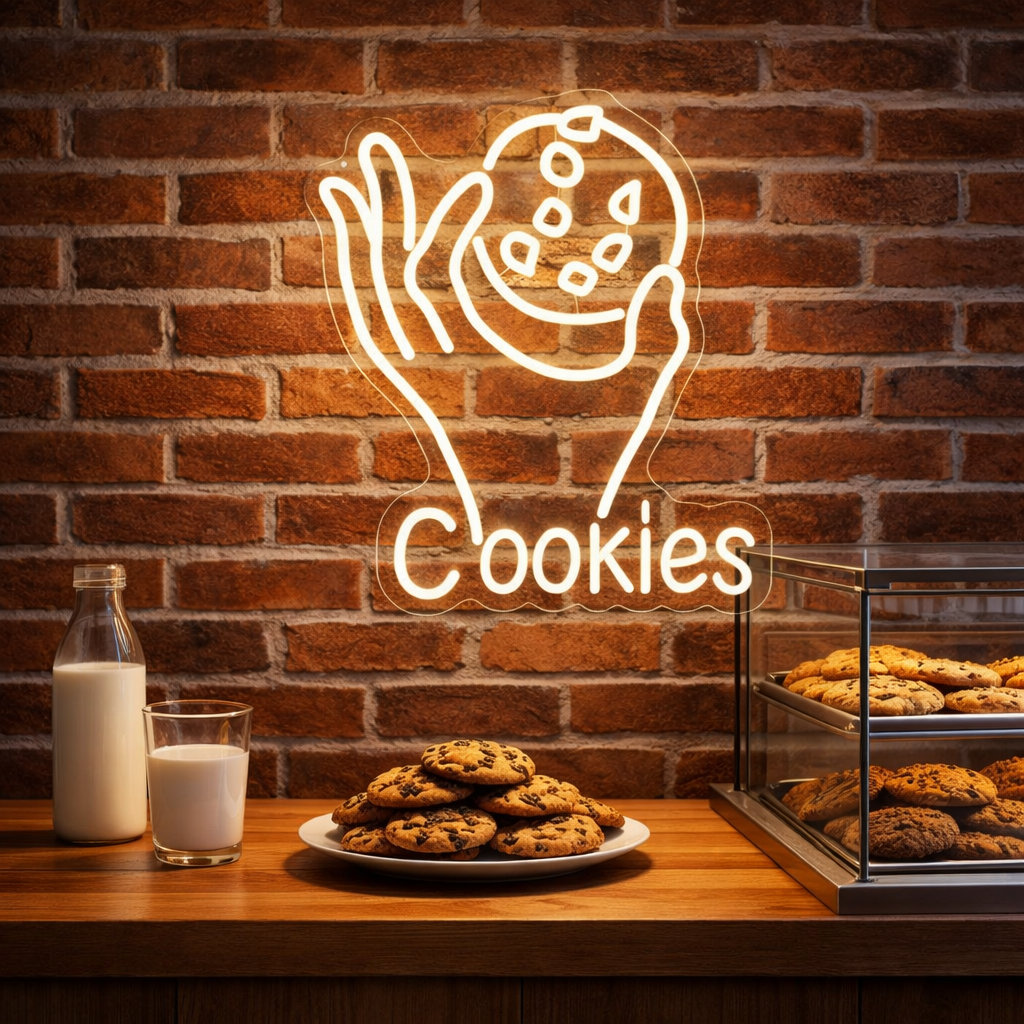 Cookies LED Neon Sign Cookie Shop Neon Light for Bakery Café Wall Decor