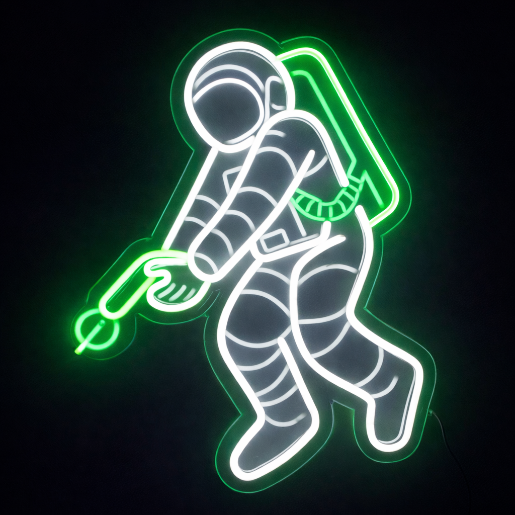 Astronaut Fishing LED Neon Sign Space Theme Light for Kids Room Bedroom Wall Decor