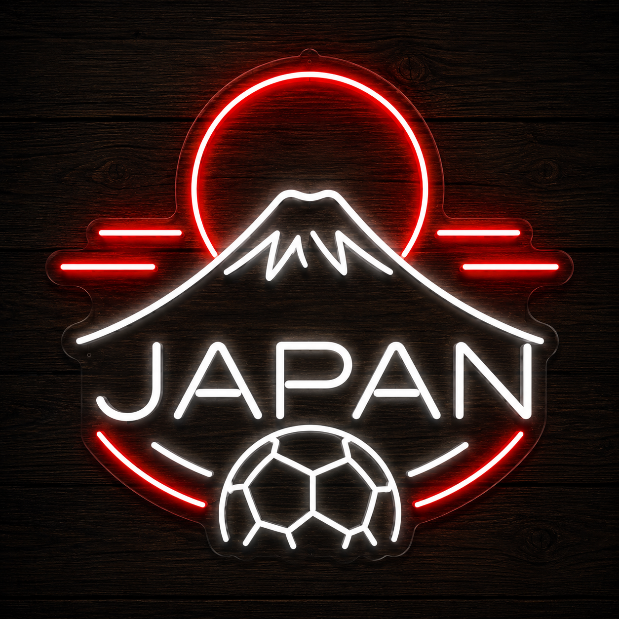 Japan Soccer LED Neon Sign Mount Fuji Football Neon Light Wall Decor for Sports Bar Game Room