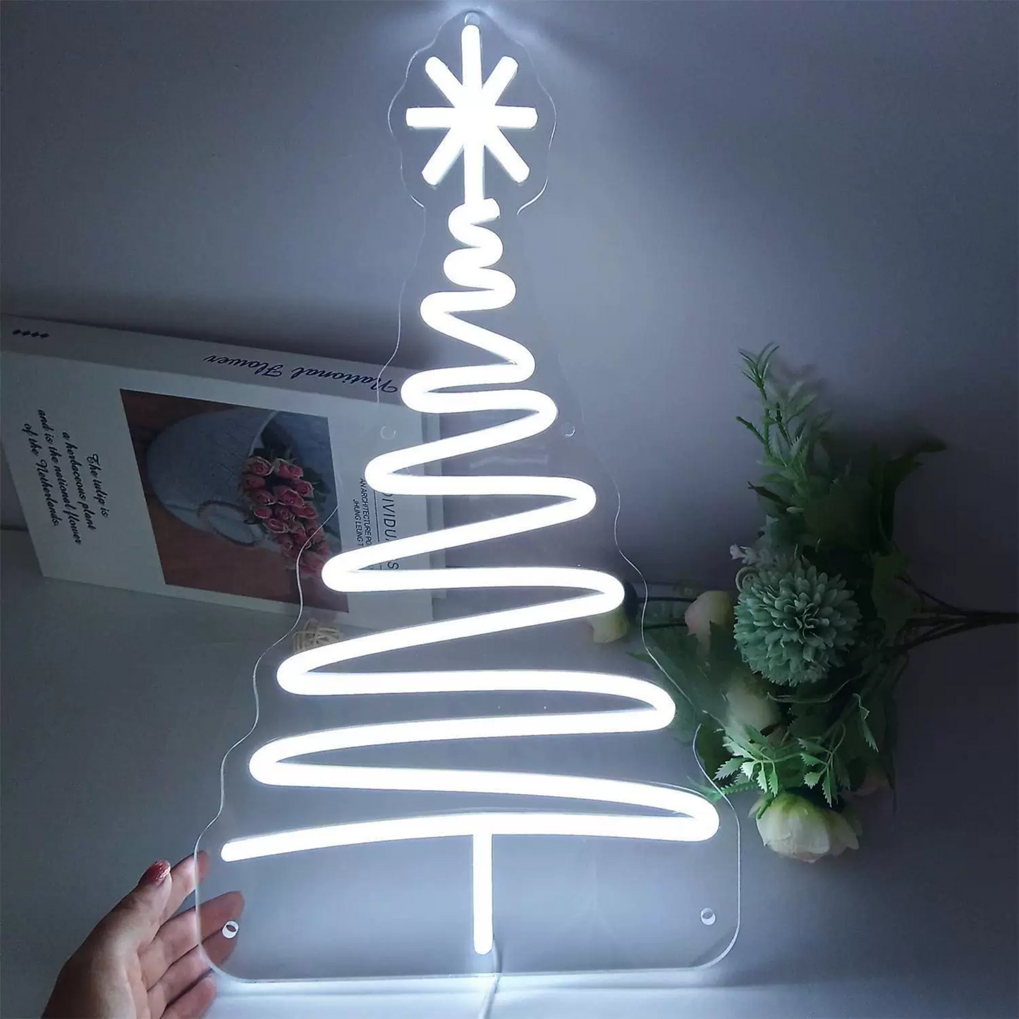 LED Spiral Christmas Tree Neon Sign White Wall Décor