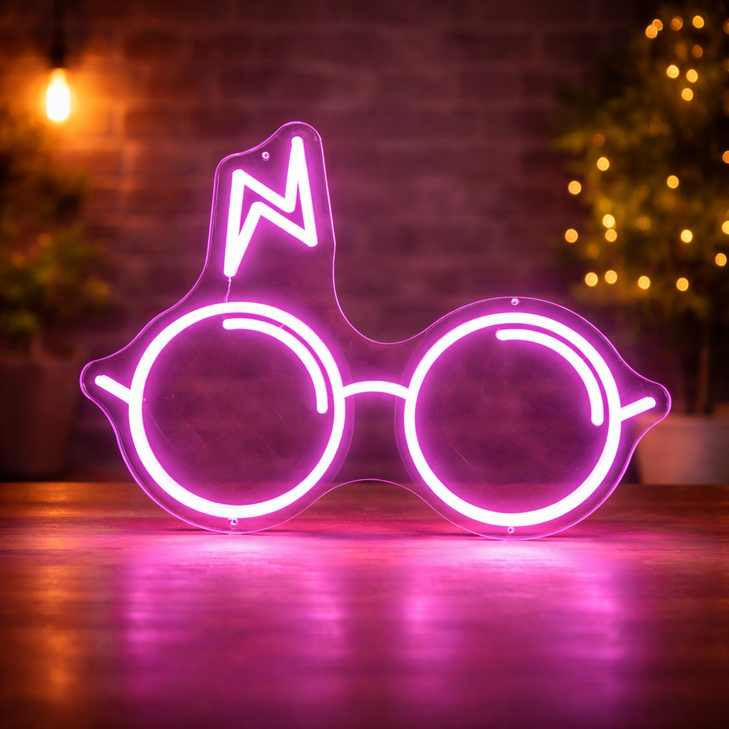 Wizard Glasses LED Neon Sign for Bedroom Wall Decor