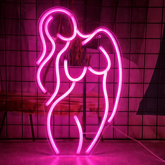 Minimalist Couple Outline LED Neon Sign Pink Romantic Silhouette Neon Light for Bedroom Decor