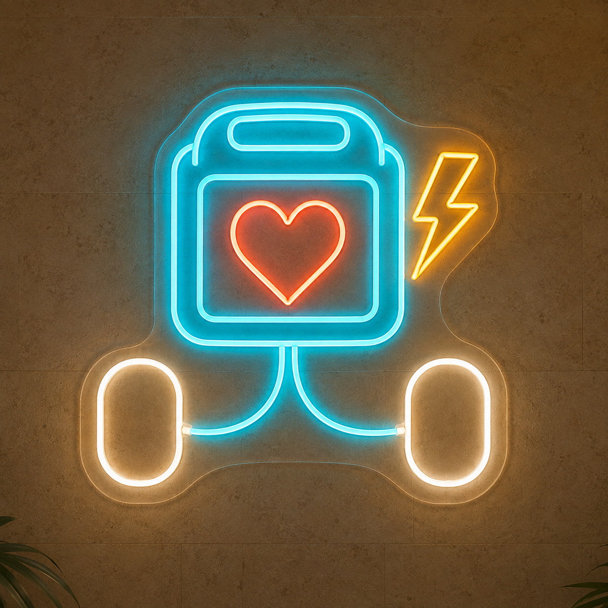 AED Defibrillator & Heart LED Neon Sign for CPR Classrooms - design reference