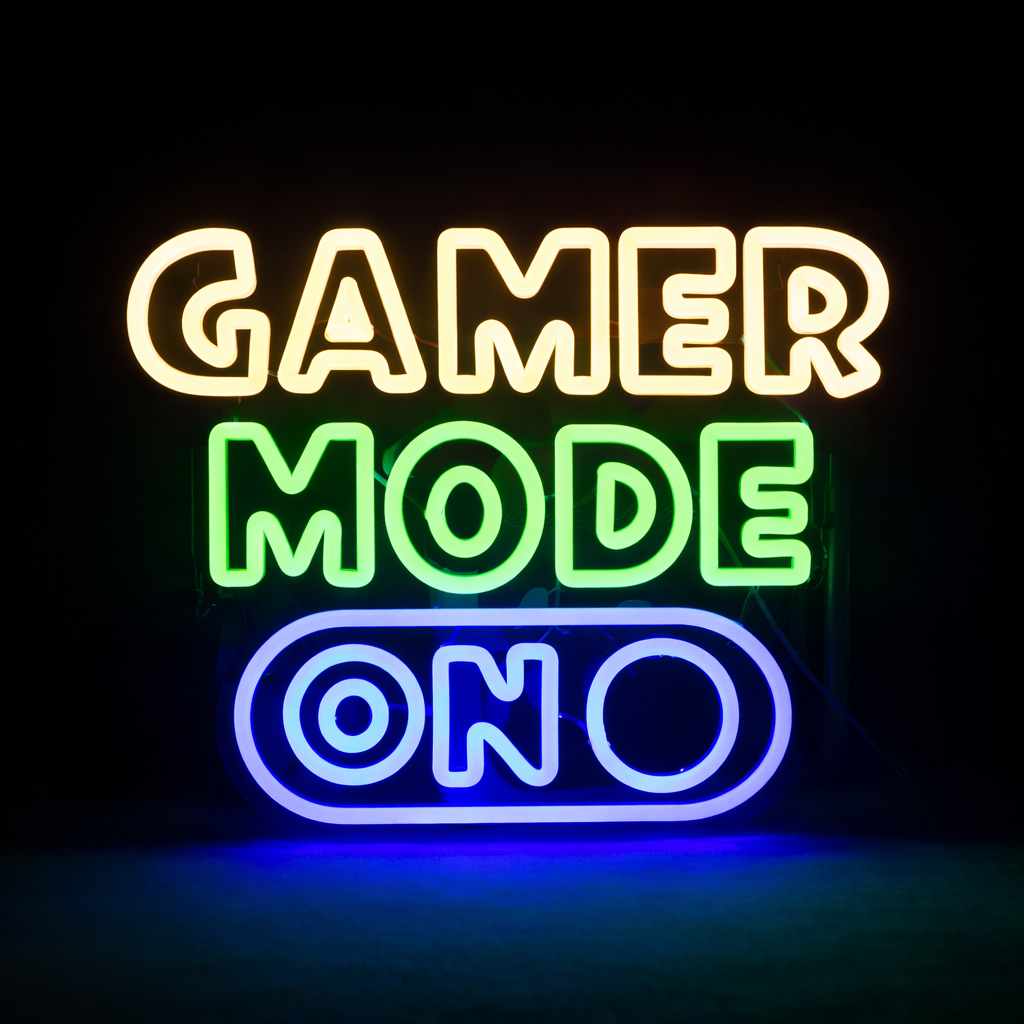 Gamer Mode On LED Neon Sign for Gaming Room, Stream Setup & Gamer Wall Decor