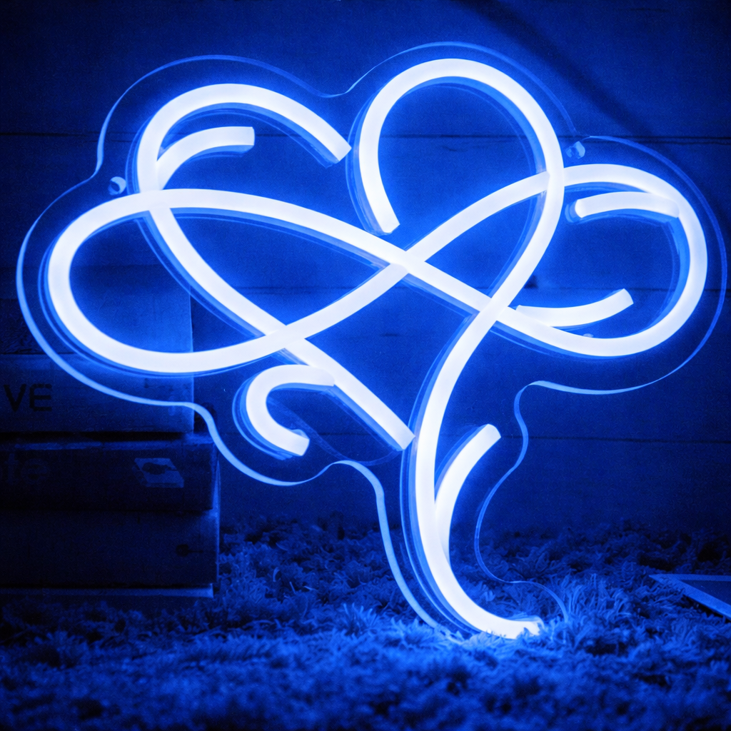 Pink Abstract Heart LED Neon Sign for Bedroom Romantic Wall Decor Light