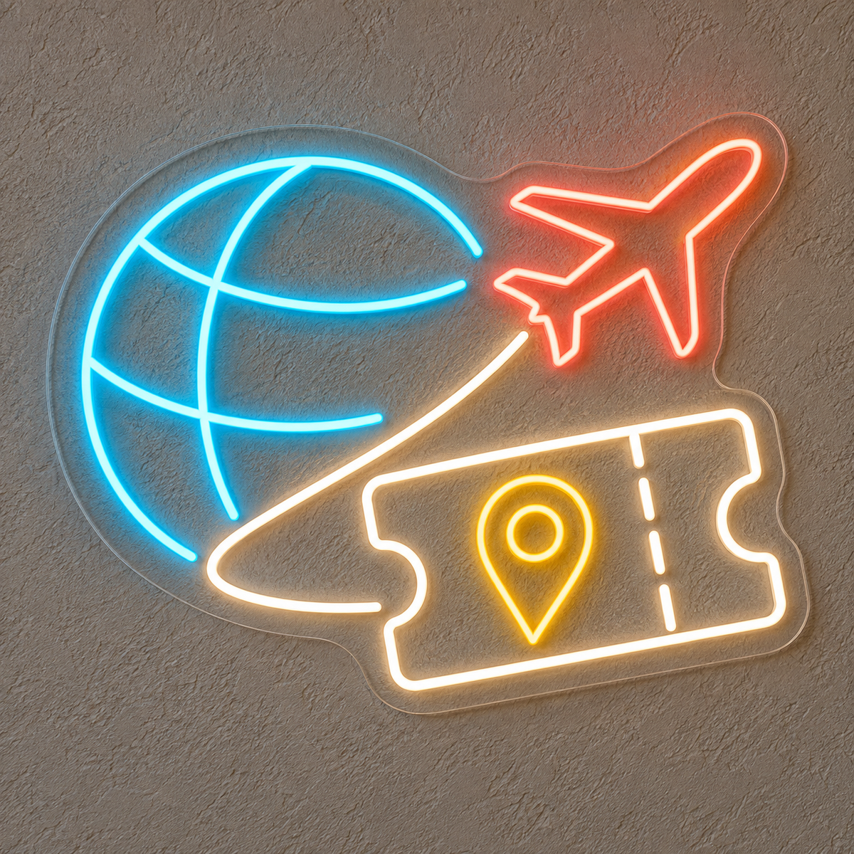 Airplane & Globe LED Neon Sign for Travel Agencies - design reference