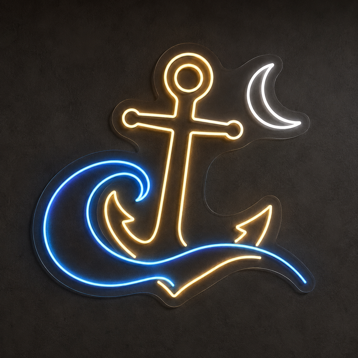 Anchor & Curling Wave LED Neon Sign for Marina Resorts - design reference