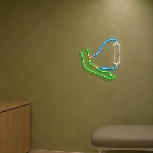 Arm & Dialysis Lines LED Neon Sign for Dialysis Centers - interior setting