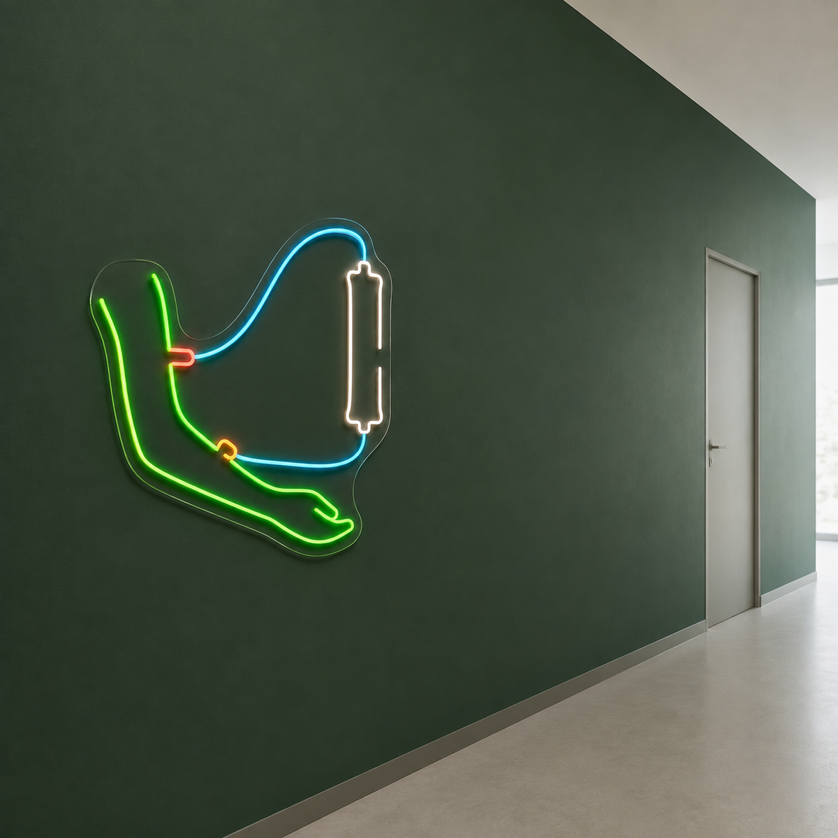 Arm & Dialysis Lines LED Neon Sign for Dialysis Centers - interior setting