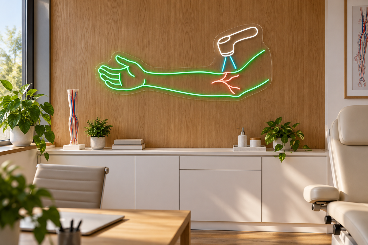 Arm & Vein Scanner LED Neon Sign for Blood Draw Centers - interior setting