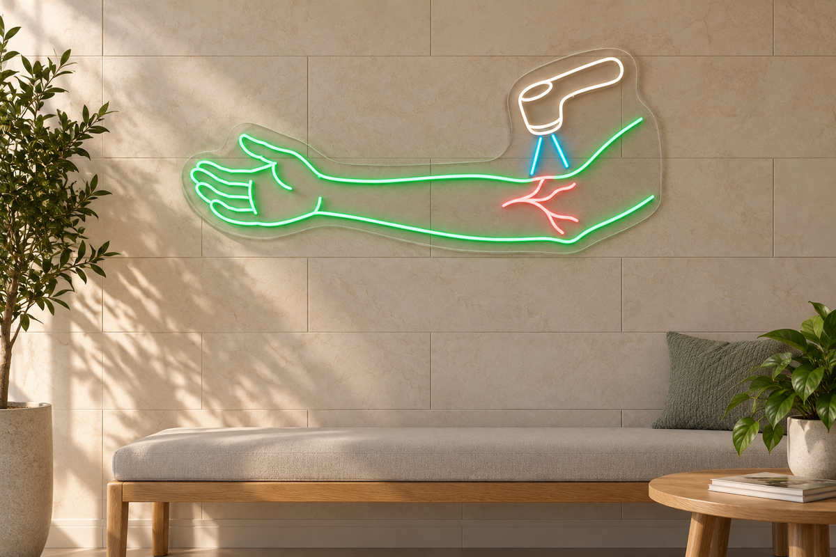 Arm & Vein Scanner LED Neon Sign for Blood Draw Centers - interior setting