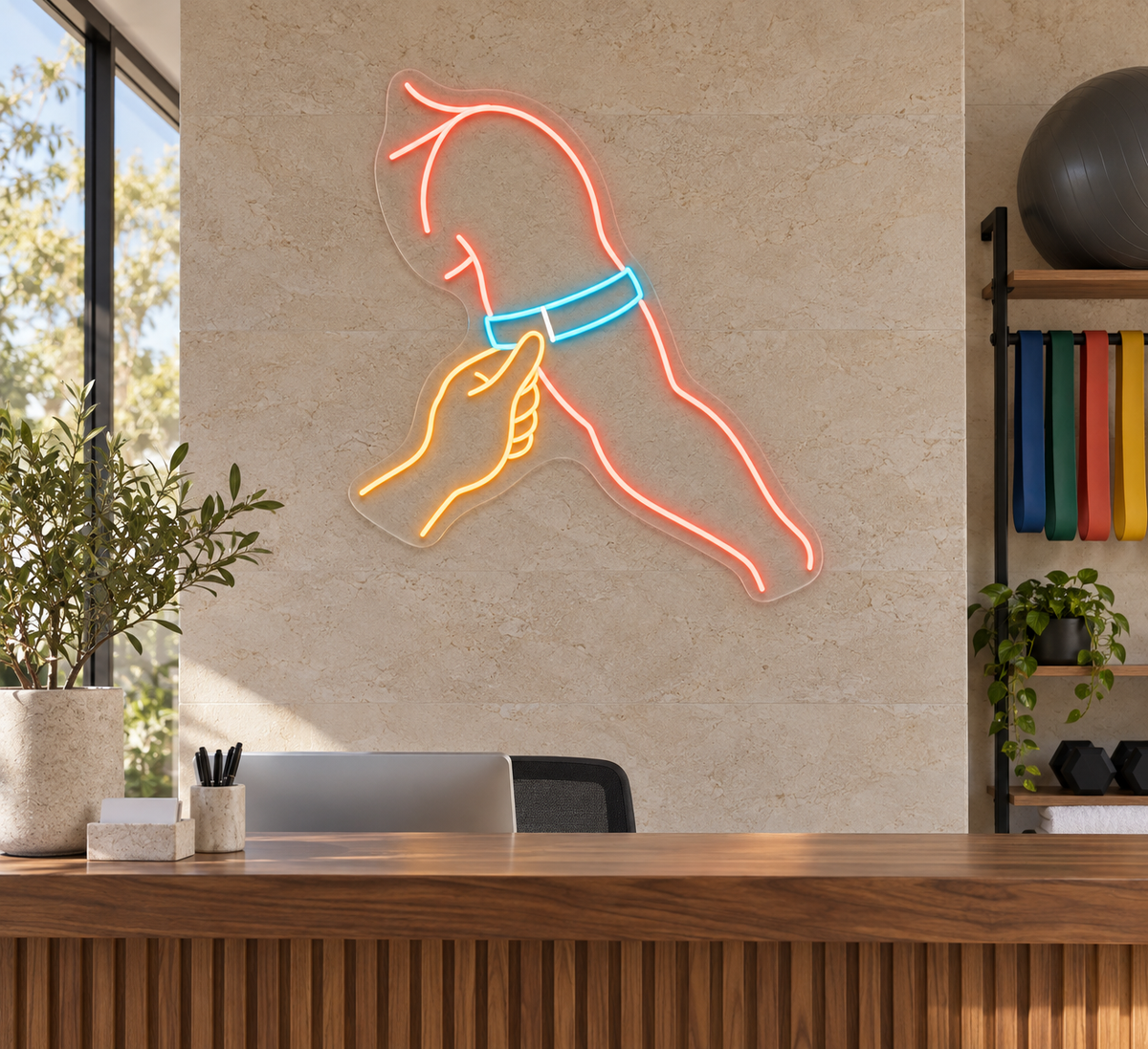 Arm Measurement LED Neon Sign for Nutrition Centers - interior setting