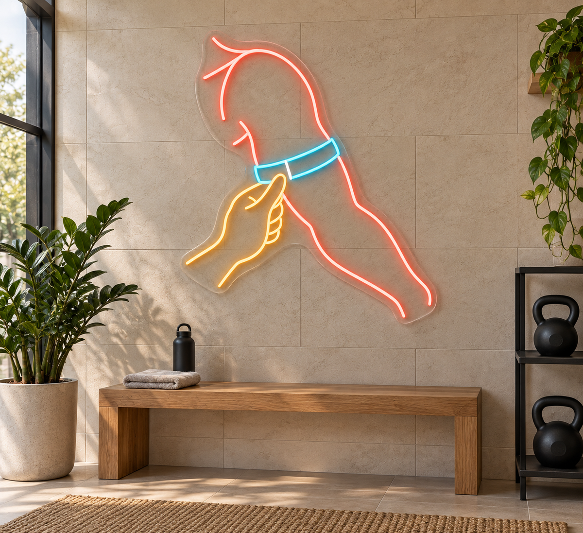 Arm Measurement LED Neon Sign for Nutrition Centers - interior setting