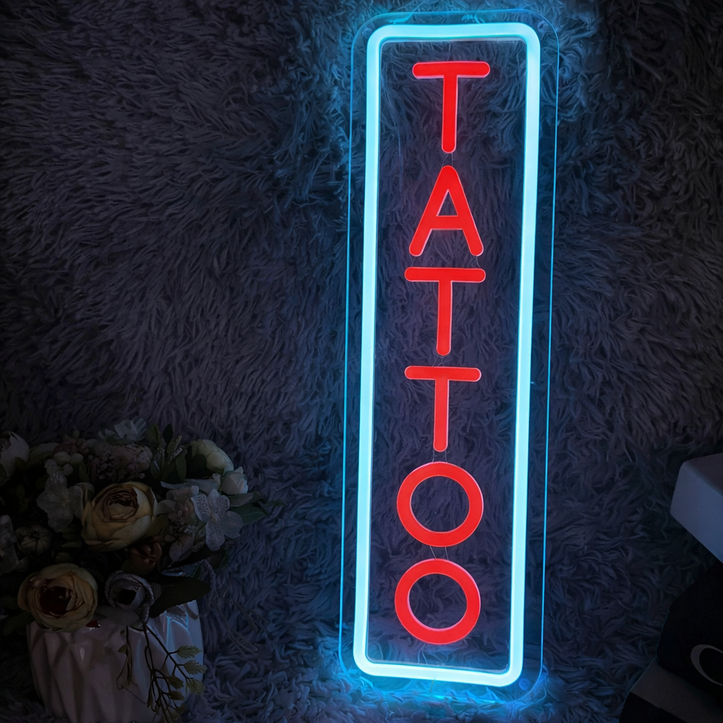 Vertical Tattoo Neon Sign LED Light for Shop Window Wall Decor