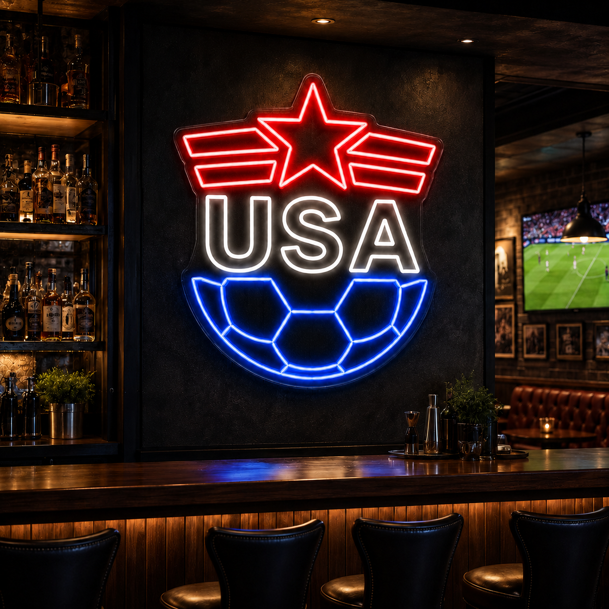 USA Soccer LED Neon Sign American Football Neon Light Wall Decor for Sports Bar Game Room