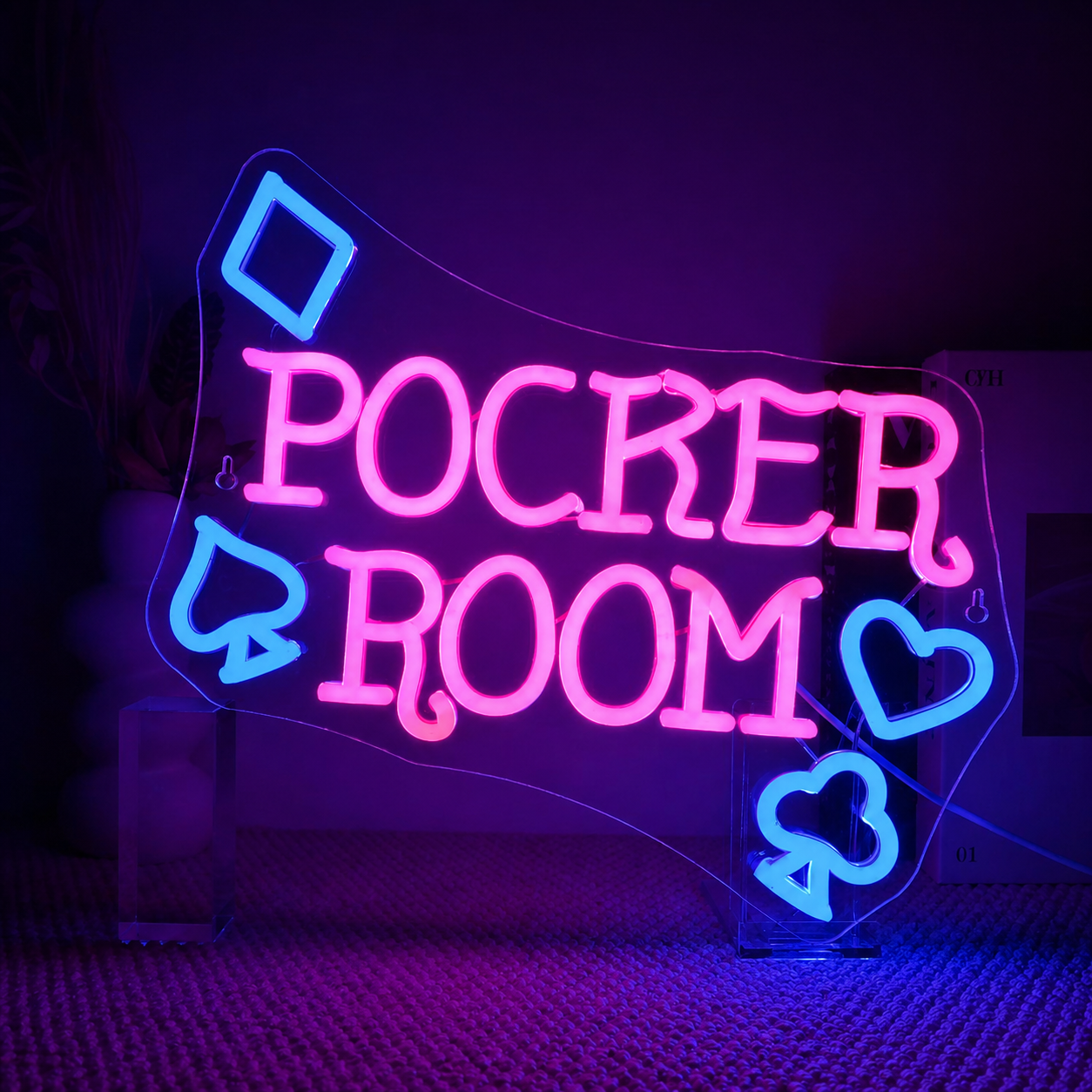 Poker Room LED Neon Sign Casino Wall Light for Game Room Bar Decor