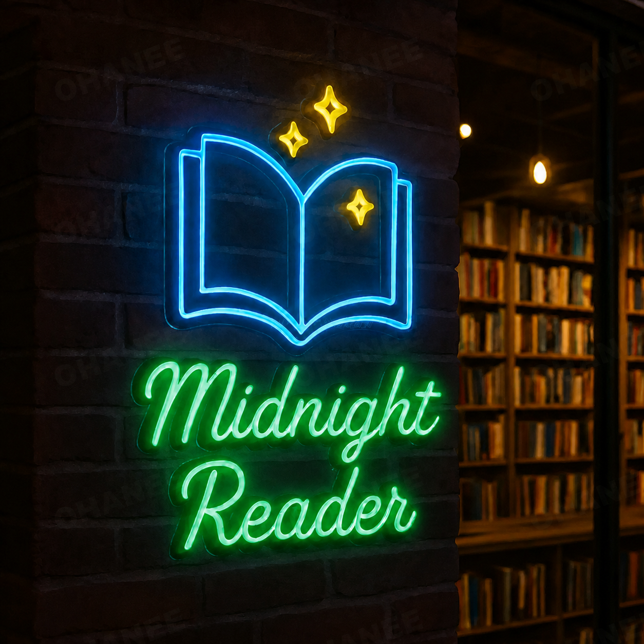 Midnight Reader LED Neon Sign Book Lover Wall Decor Light for Bedroom Library Reading Nook