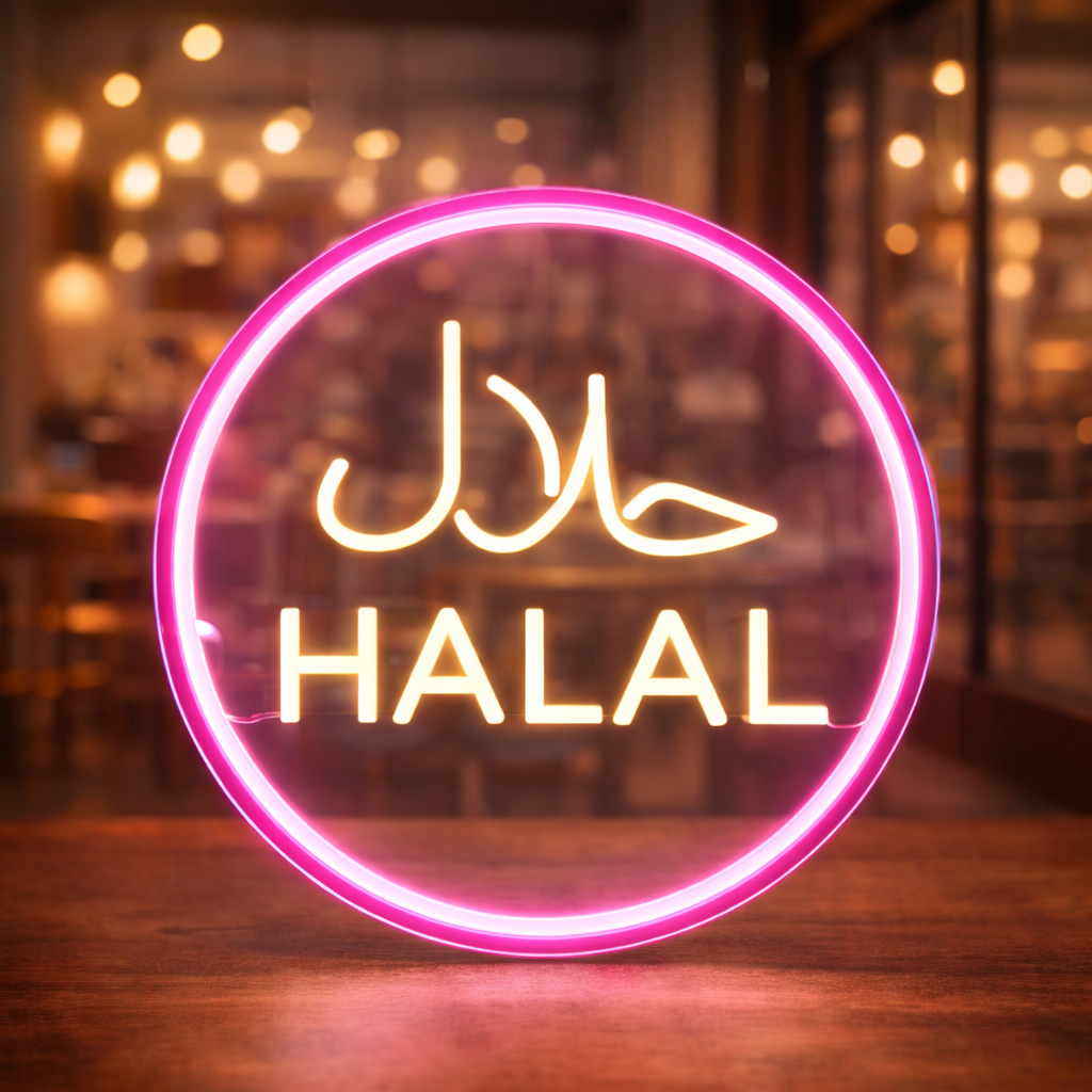 Halal LED Neon Sign Islamic Halal Neon Light for Restaurant Shop Wall Decor