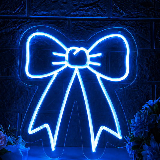 Pink Bow LED Neon Sign Cute Ribbon Neon Light Wall Decor for Bedroom Girls Room Party Decoration