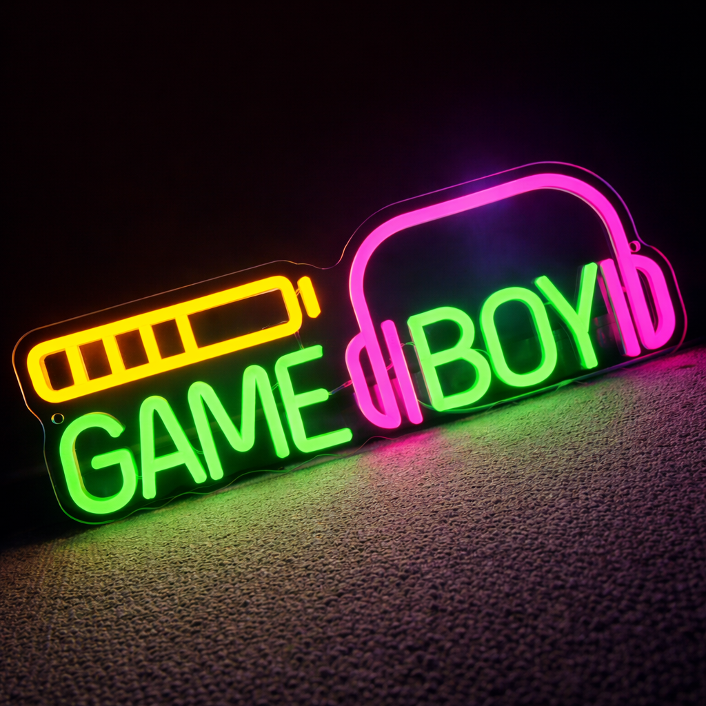 Game Boy Headphone LED Neon Sign for Gaming Room, Stream Setup & Retro Gamer Decor