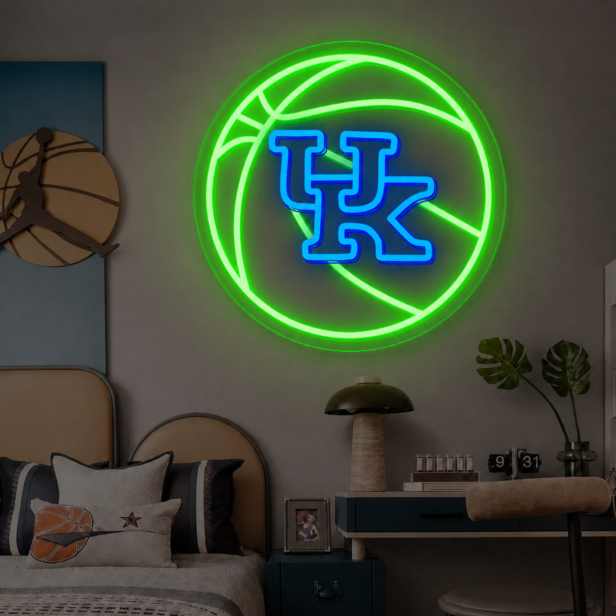 UK Basketball LED Neon Sign Kentucky Wildcats Neon Light Wall Decor for Bedroom Game Room Sports Fans