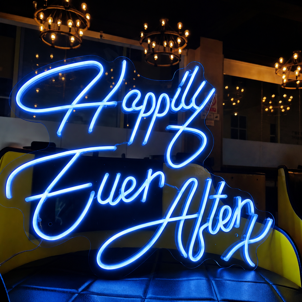 Happily Ever After LED Neon Sign Warm White Wedding Neon Light Wall Decor for Wedding Party Backdrop