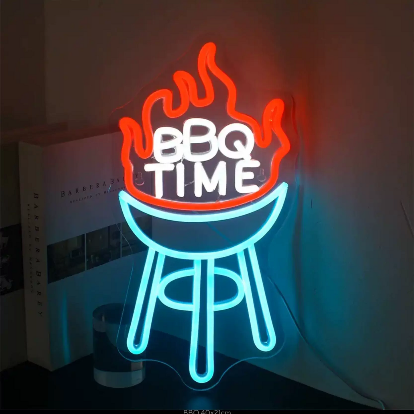 BBQ Time LED Neon Sign Barbecue Grill Neon Light Wall Decor for Kitchen Patio Restaurant Party