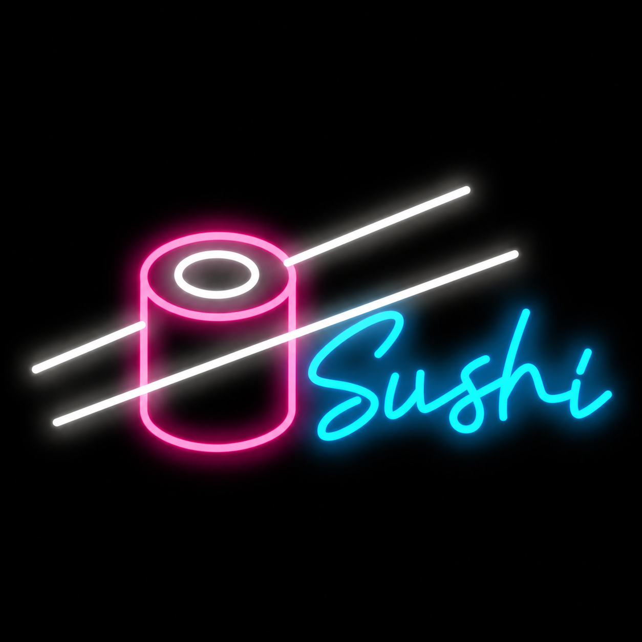 Sushi LED Neon Sign with Chopsticks Minimalist Japanese Food Neon Light Wall Decor for Restaurant Bar Kitchen